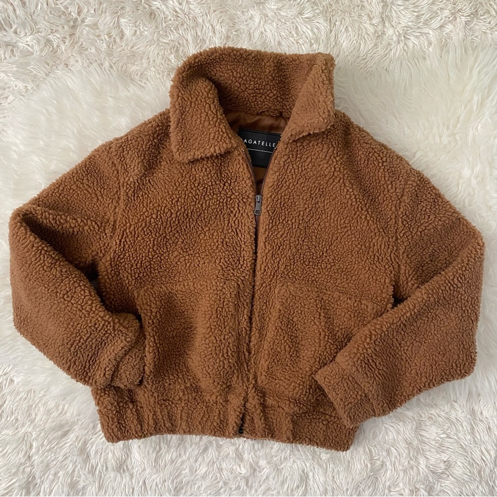 Bagatelle NYC Cropped Teddy Bomber Jacket, size S
